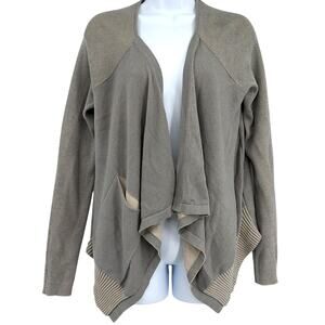 CAbi Draped Cardigan Womens Sweater Sz S Lagenlook Colorblock Cottagecore Sage